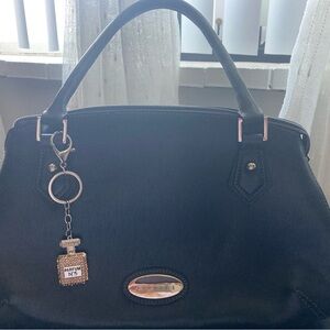 Cromia Elegant Black Satchel with Charm